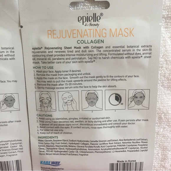 epielle Skincare Nwt 4 Hydrating Face Masks Epielle Collagen Aloe